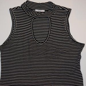 Acemi Black and White Stripe Top with Cutout